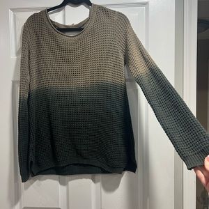 Ombré blue/brown sweater with open back detail. Size small - fits oversized.